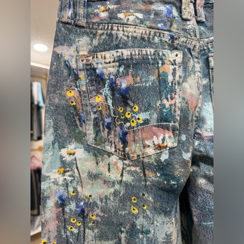 NWT Free People We The Free Tennessee Low-Rise Illusions Jeans floral canvas - Picture 9 of 9